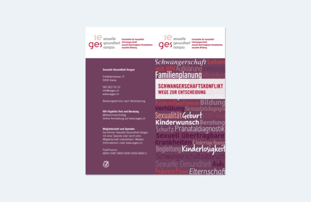 Broschüre "Schwangerschaftkonflikt" / SEGES / Sexuelle Gesundheit Aargau