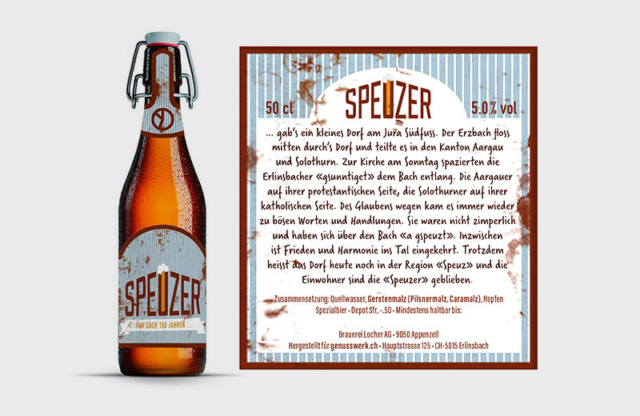 Etikette für Bier-Eigenmarke / Landhotel Hirschen Erlinsbach und Weinhaus am Bach